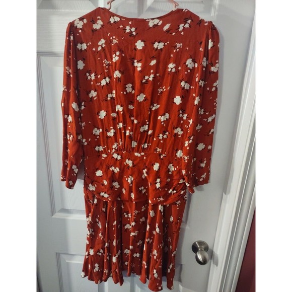 asos Dress Size 10 Brownish/Burnt Orange Multicolor Floral Side Zip - Picture 4 of 10